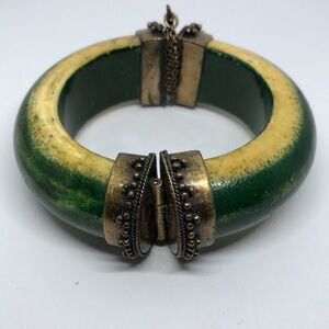 Vintage antique style hinge bone bangle bracelet statement festival tribal
